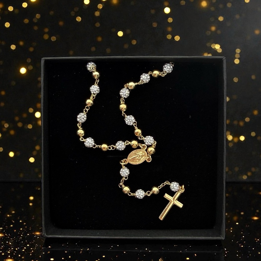Rosary Necklace 18k gold plated NWOT